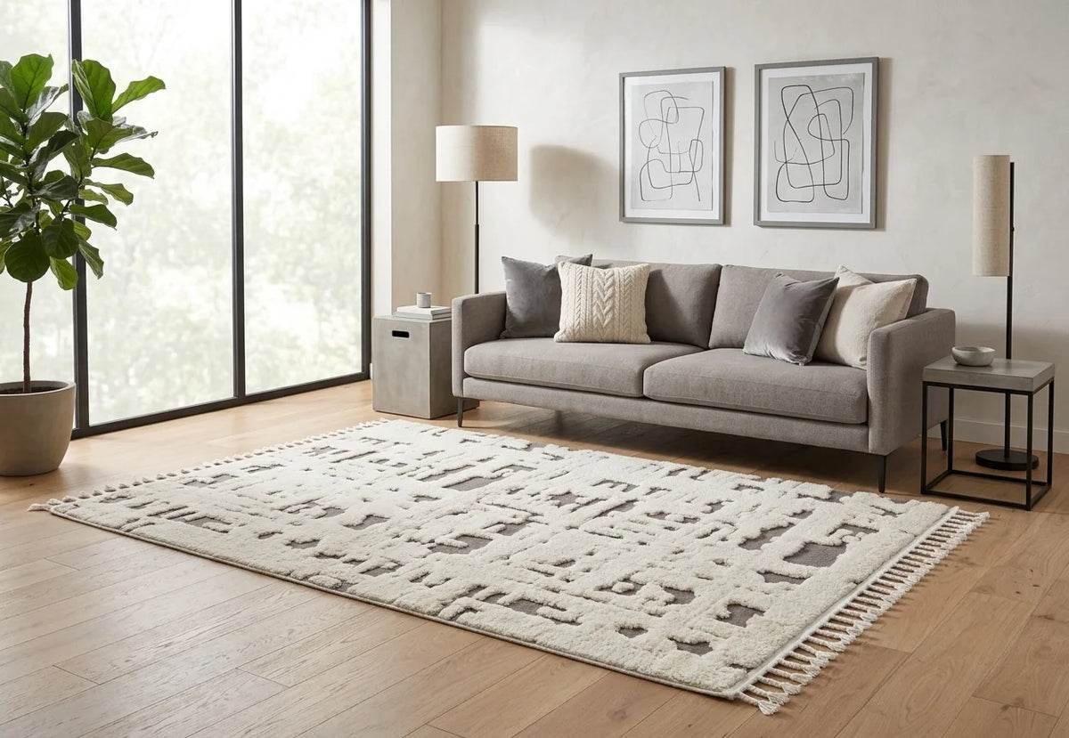 Madu Moroccan Ivory Rugs Abstract Geometric Pattern