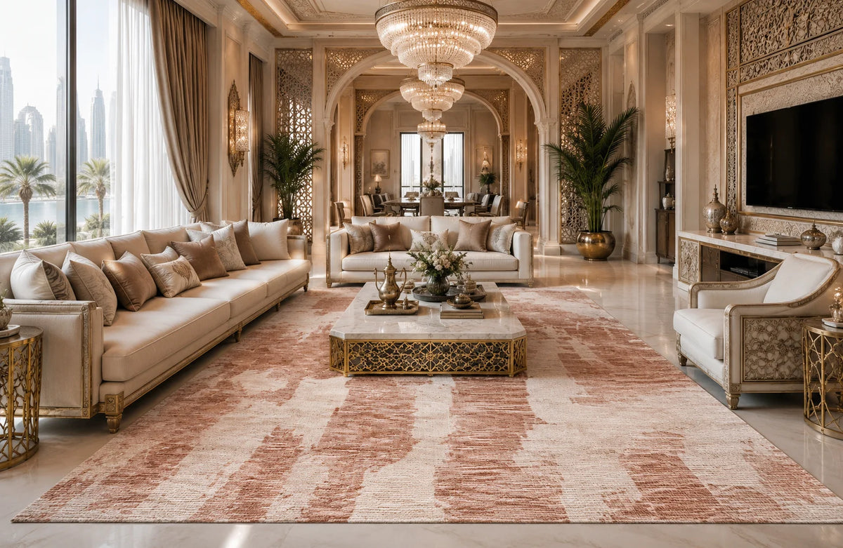 Modern High Low Beige Rugs | Textured Pattern