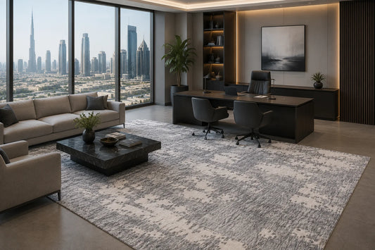 Modern High Low Charcoal Rugs | Abstract Design