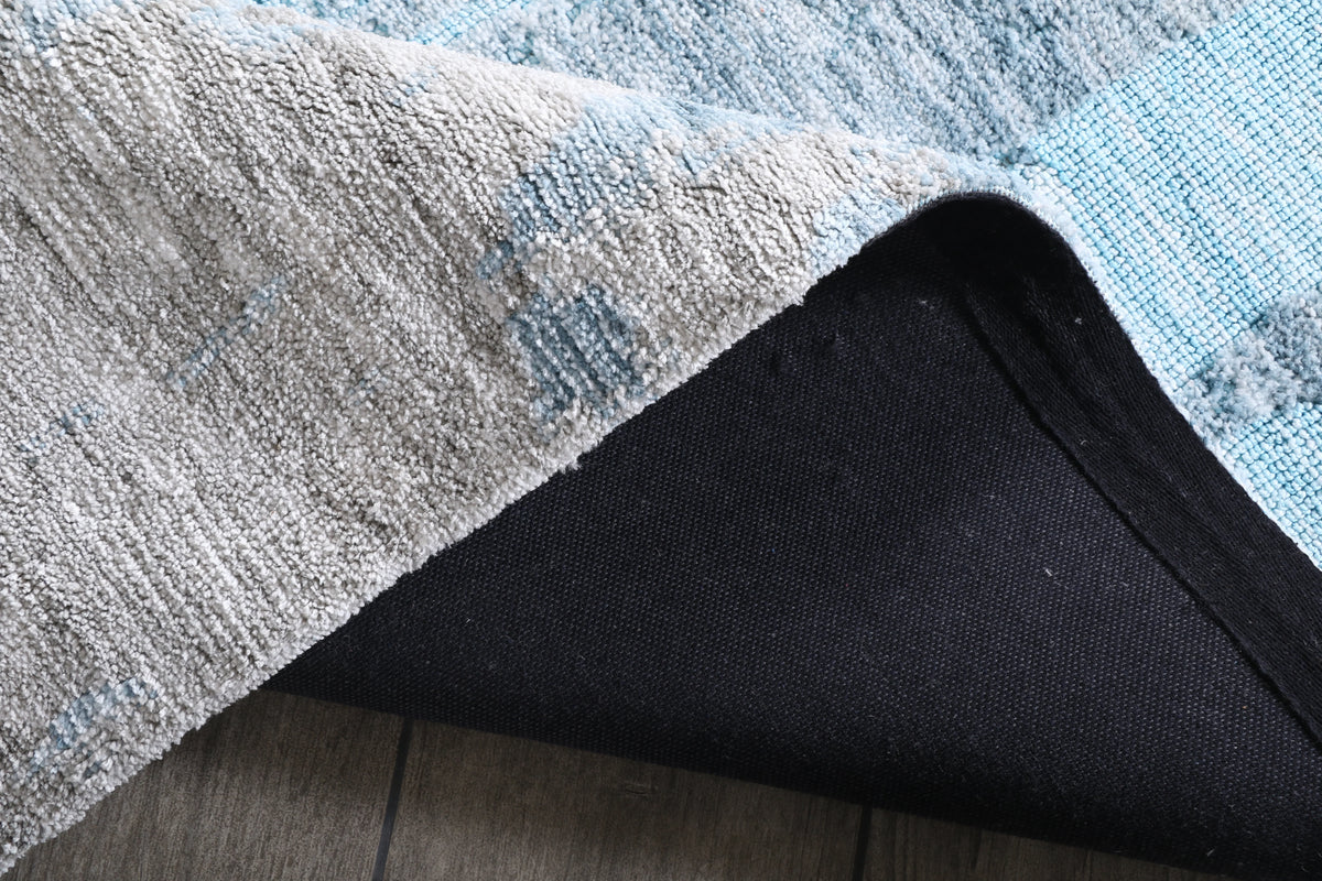 Modern High Low Blue Rugs | Abstract Textured Design