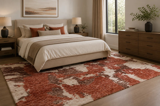 Modern High Low Rust Rugs | Abstract pattern