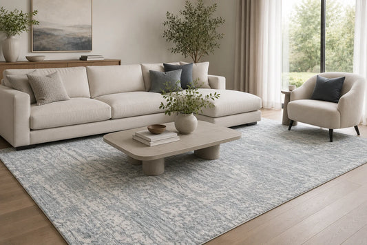 Modern High Low Petrol Rugs | Textured Design