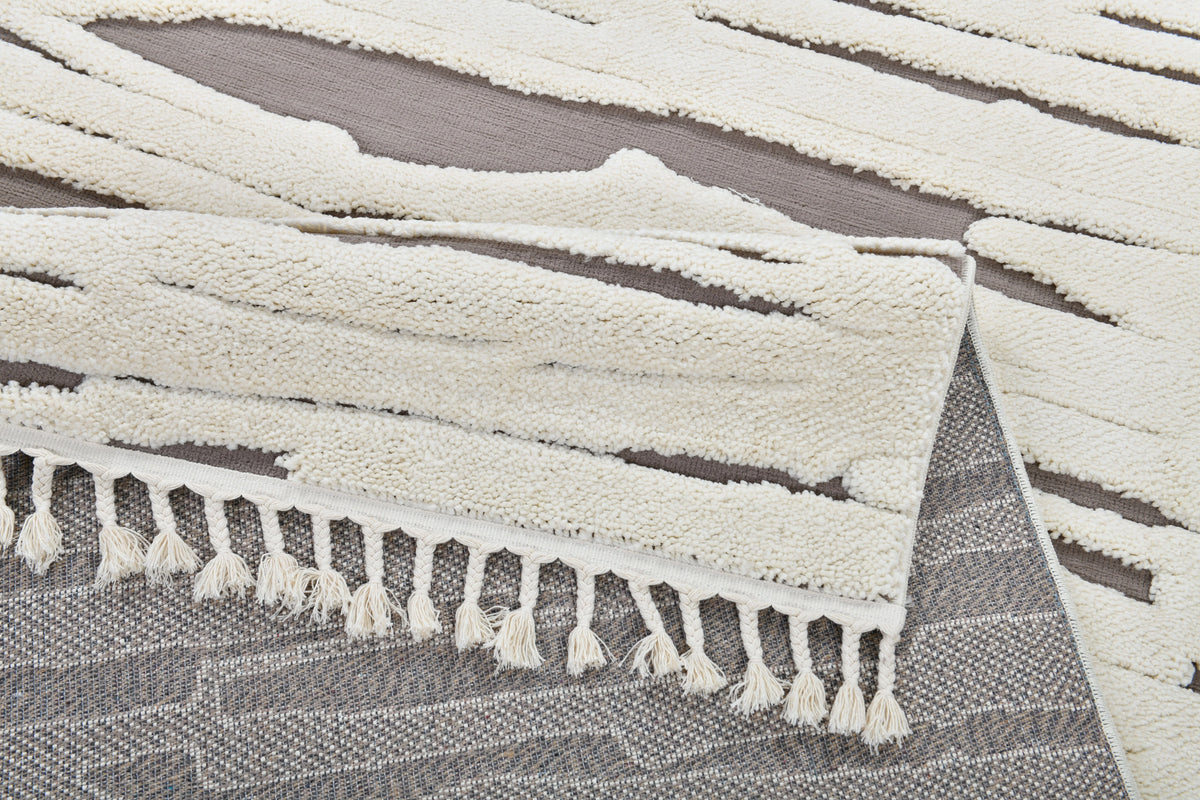 Madu Contemporary Powerloom Rugs - Ivory & Cream