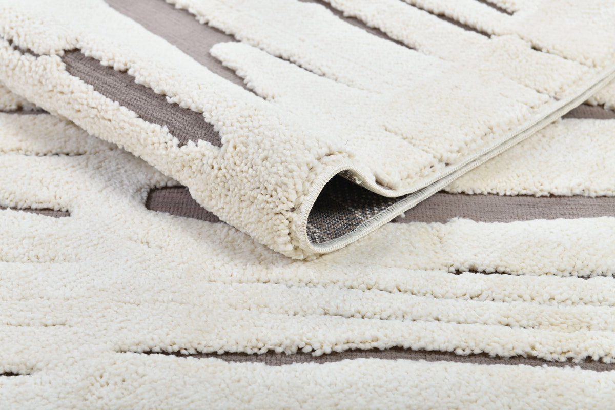 Madu Contemporary Powerloom Rugs - Ivory & Cream