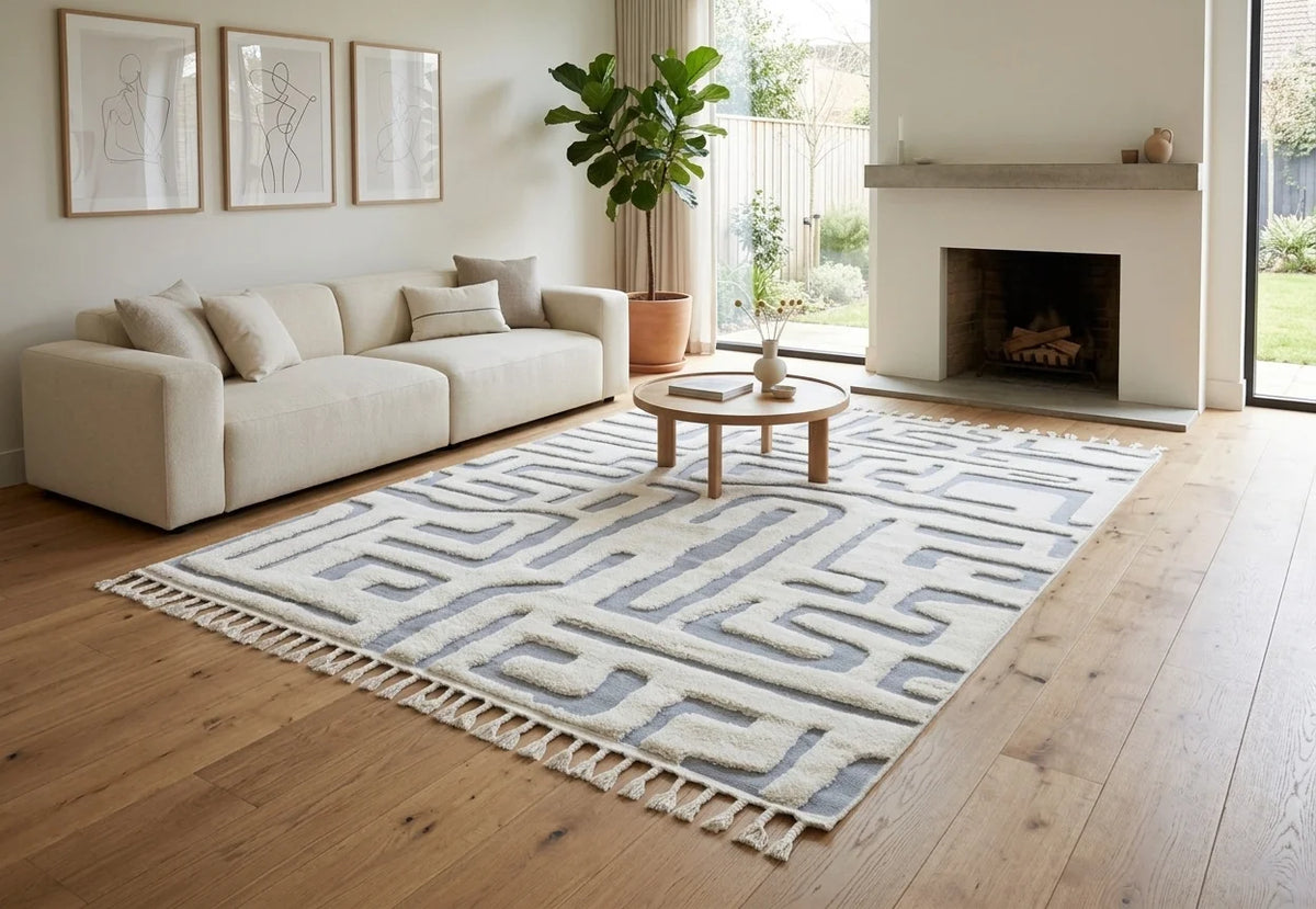 Madu Moroccan Inspired Abstract Design - Contemporary Cream & Grey rugs
