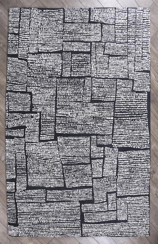 Modern Charcoal Grey Rugs with Abstract Pattern