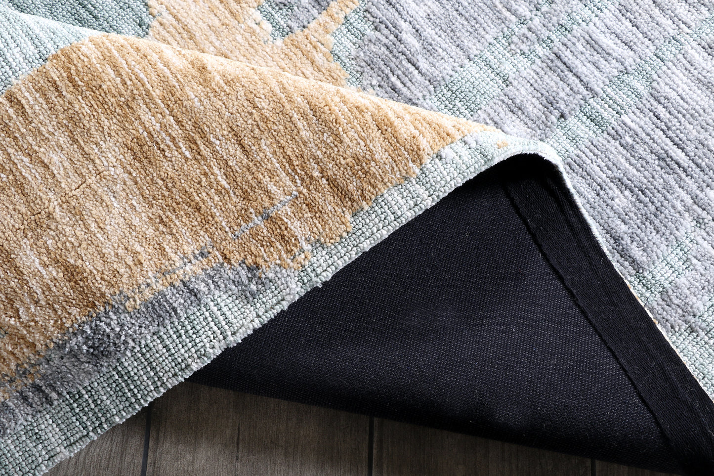 Modern High Low Gold Rugs | Abstract Pattern