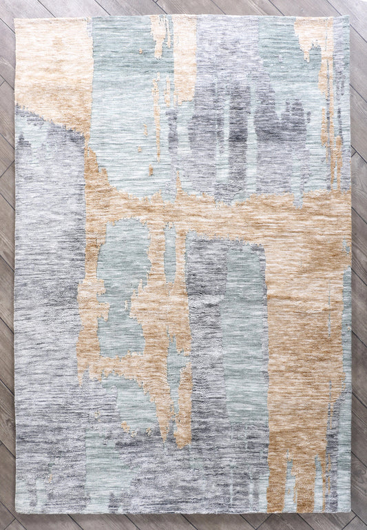 Modern High Low Gold Rugs | Abstract Pattern