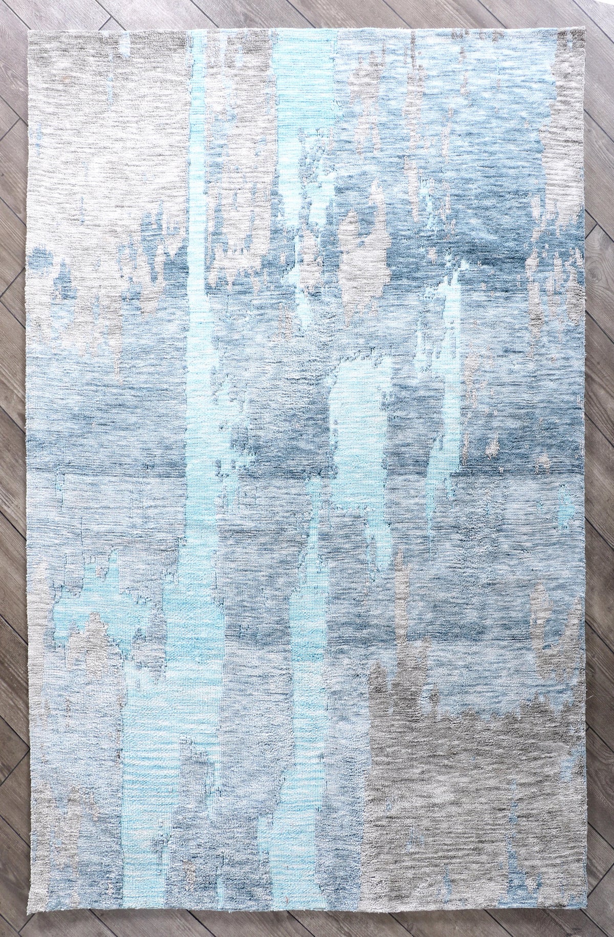 Modern High Low Blue Rugs | Abstract Textured Design