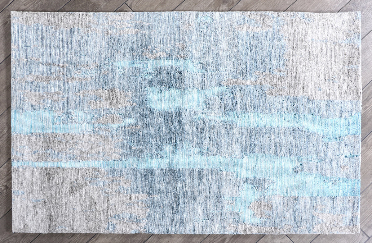 Modern High Low Blue Rugs | Abstract Textured Design