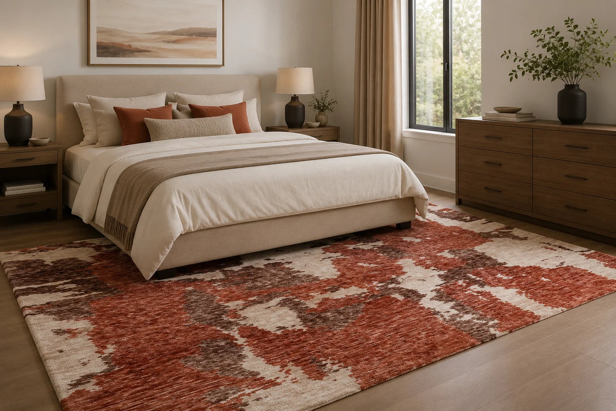 Modern High Low Rust Rugs | Abstract pattern