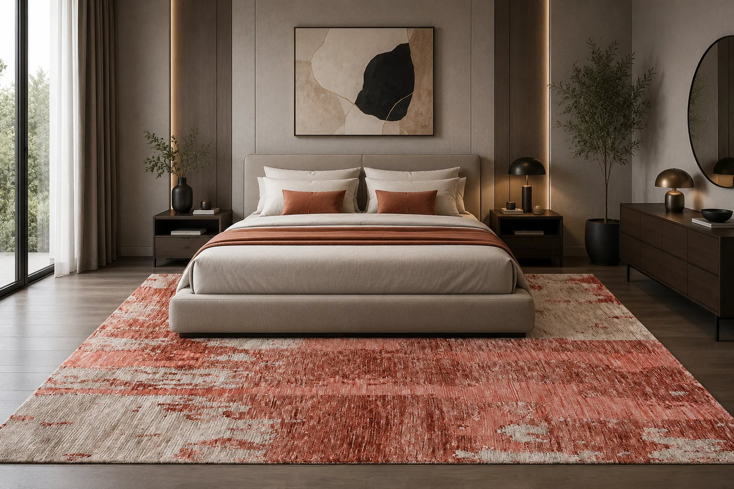 Modern High Low Wine Rugs | Abstract Design
