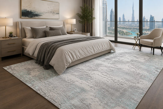 Modern High Low Aqua Rugs | Abstract Design