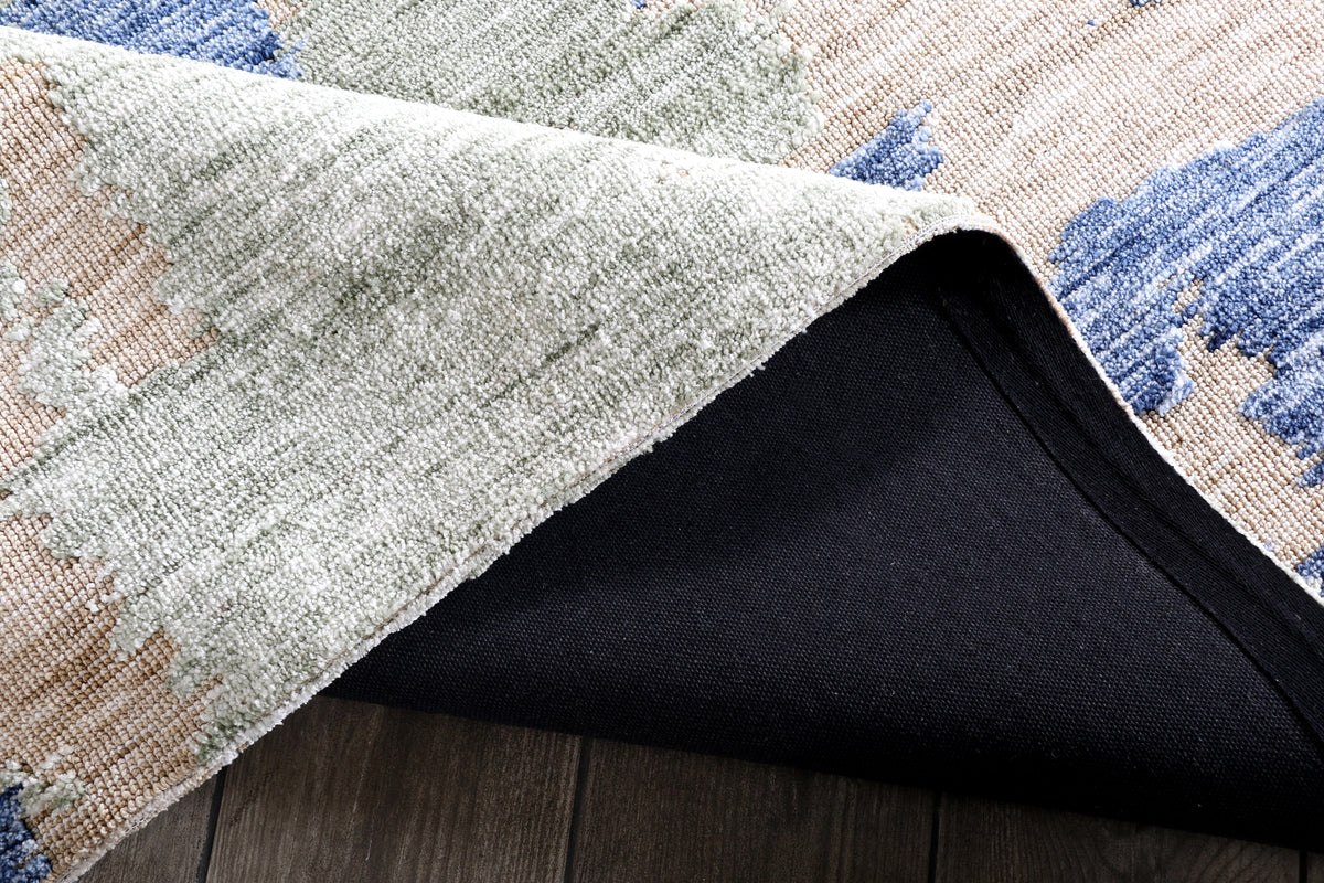 Modern High Low Denim Olive Rugs | Abstract pattern