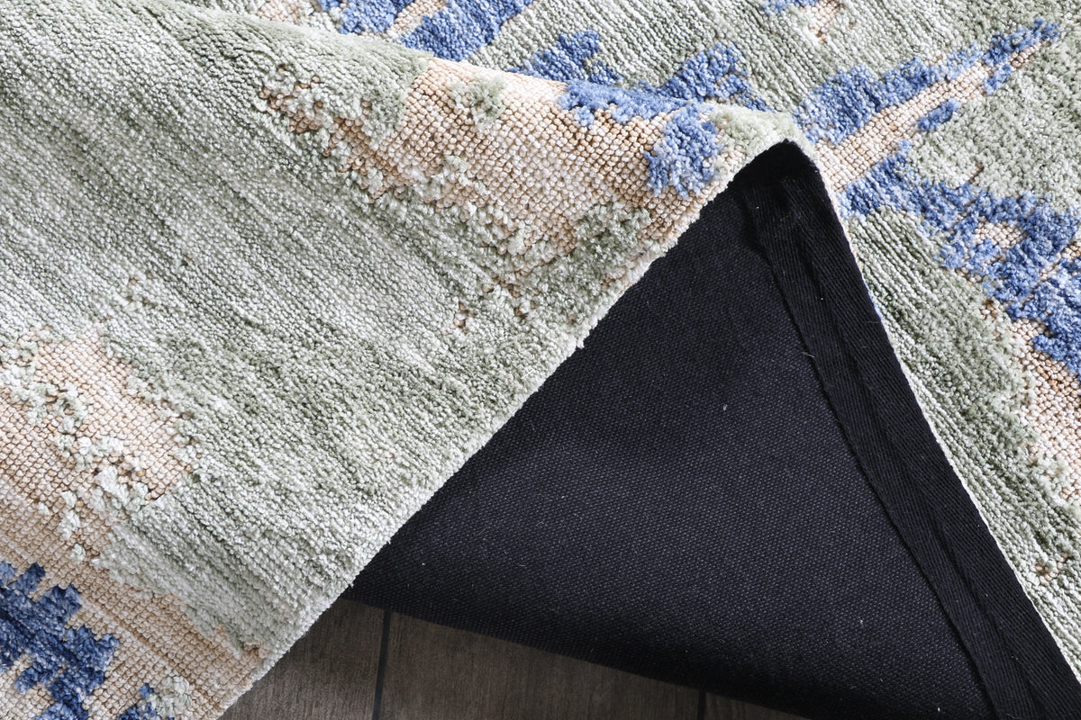 Modern High Low Denim Olive Rugs | Abstract pattern